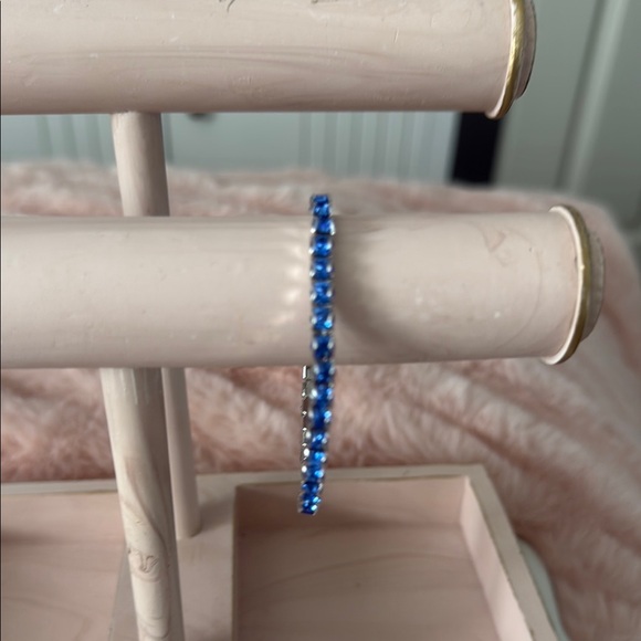 Touchstone Crystal by Swarovski Sapphire Blue Stretch Bracelet - Picture 1 of 5